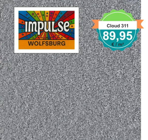 Draufsicht Girloon Cloud 311 Teppichboden mit Preislabel 89,95 €/m²